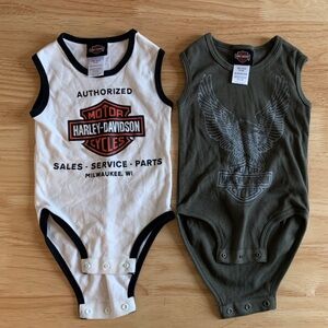Harley-Davidson Infant Bodysuit Duo - vintage style white and gray, 12mo